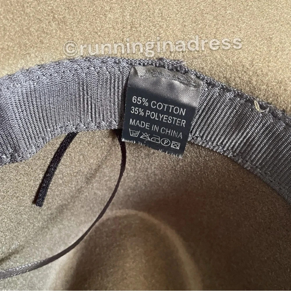 Olive Green Felt Fedora Hat Western Boho Size One Size